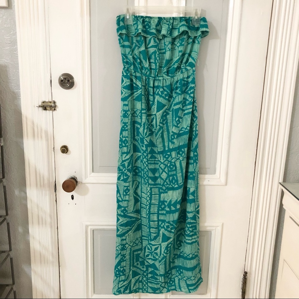 Trixxi turquoise tribal print maxi dress size medium